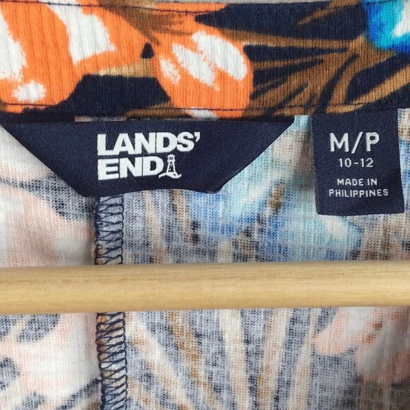 Lands End Dress Womens Size Medium Floral Hawaiian Tropical Hi Low Pockets - Picture 7 of 8